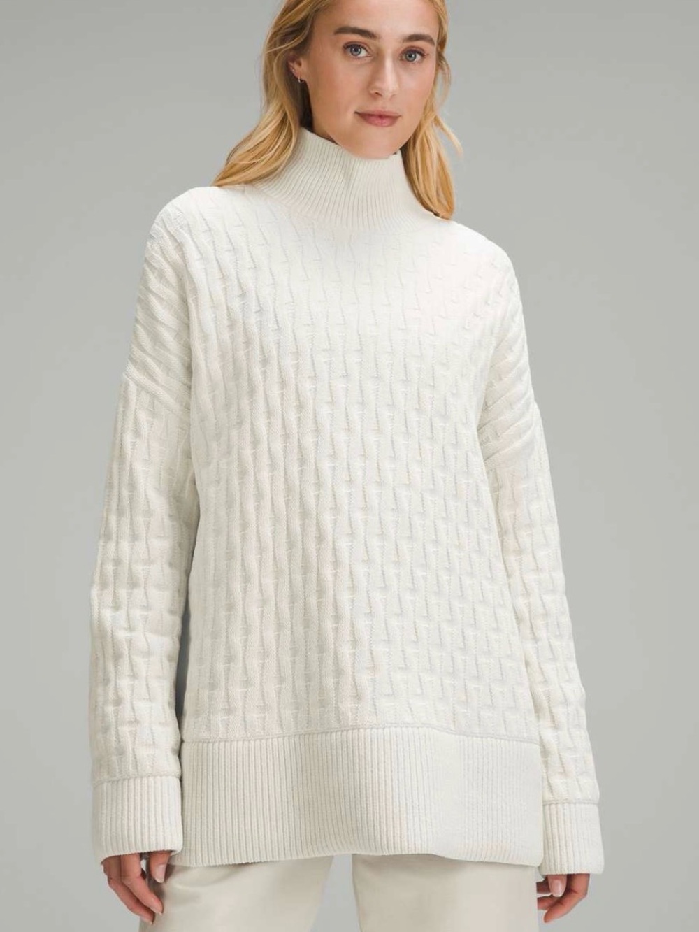 lululemon athletica Ivory Cable Turtleneck Sweater
